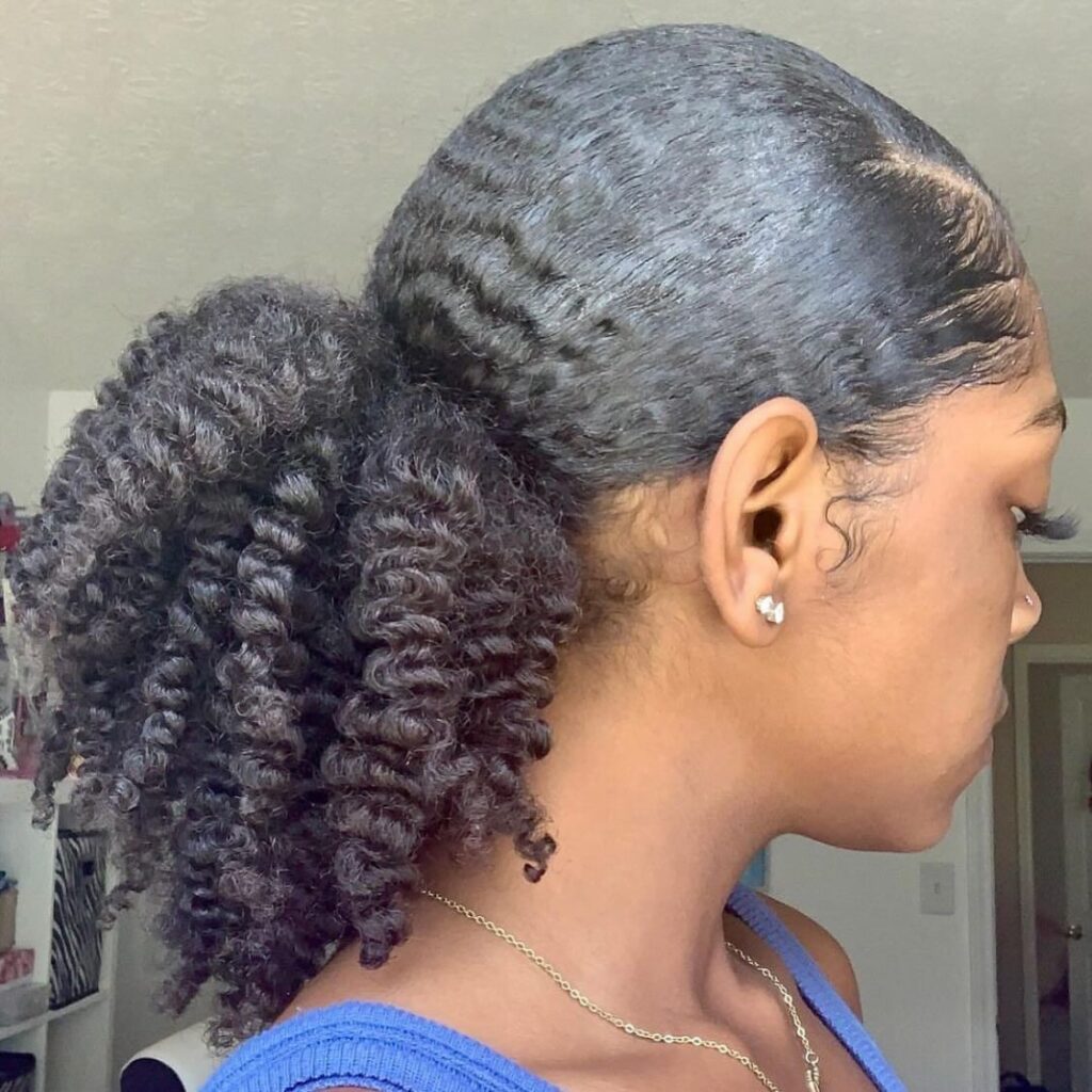 someone with twist out ponytail