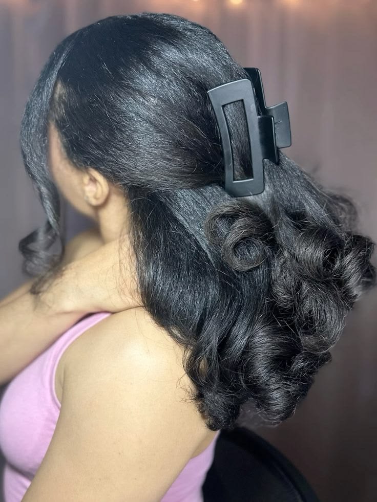 a clipped silk pressed hair
