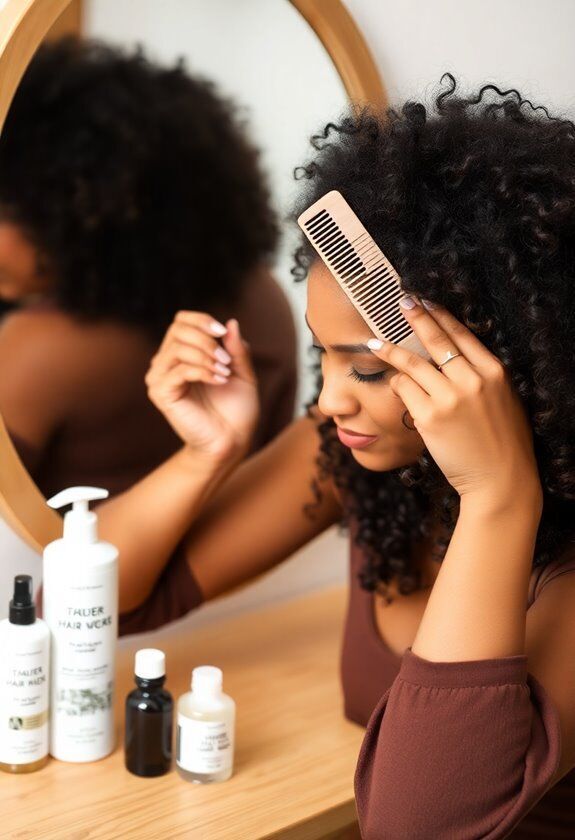 someone applying hair products to her hair
