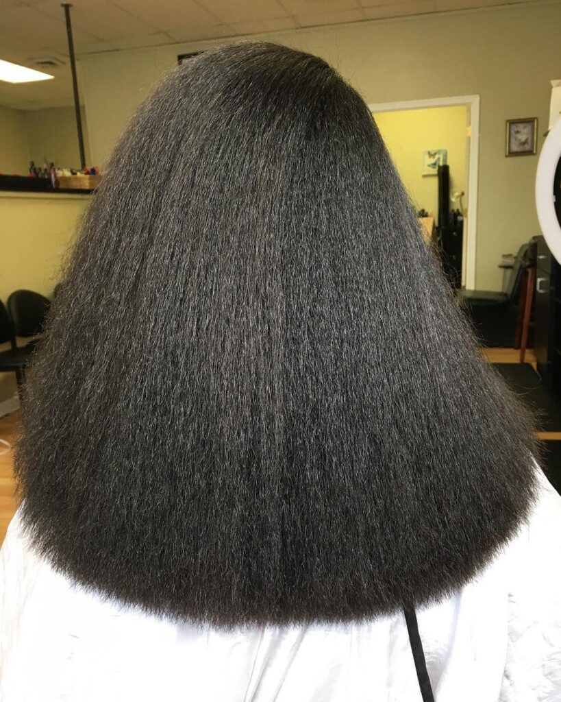 someone that stretched and trimmed their hair