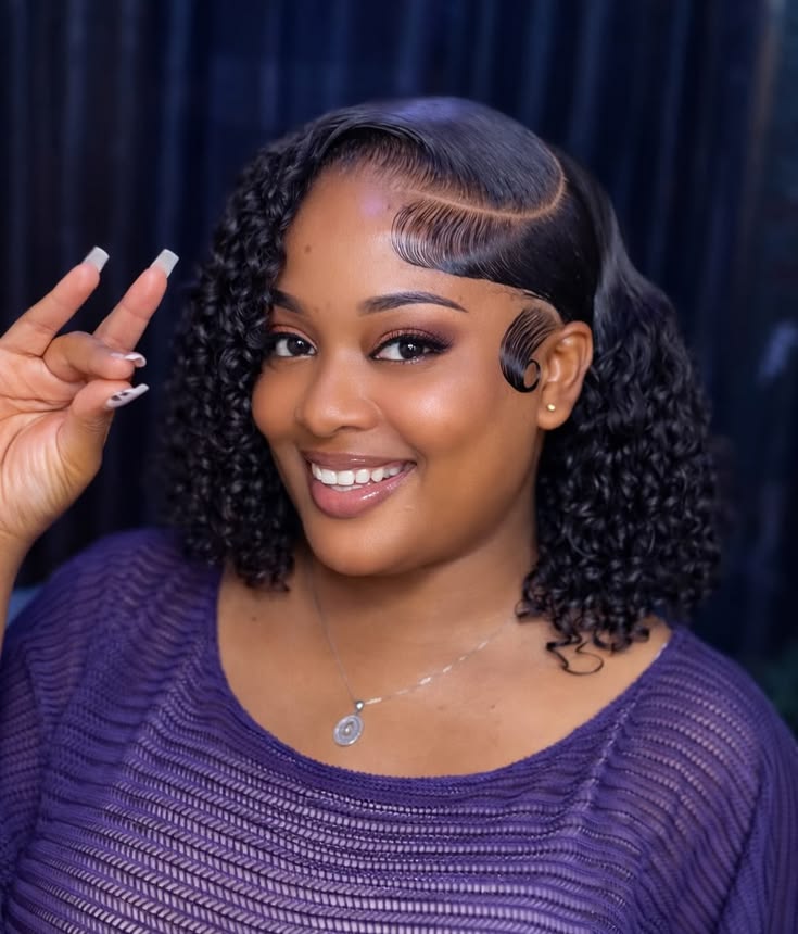 someone with a curly wig for natural hair