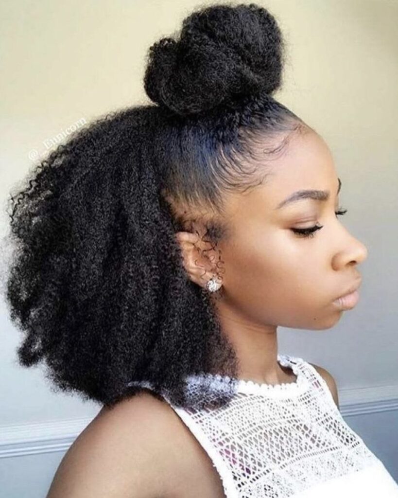 someone with half up half down style
