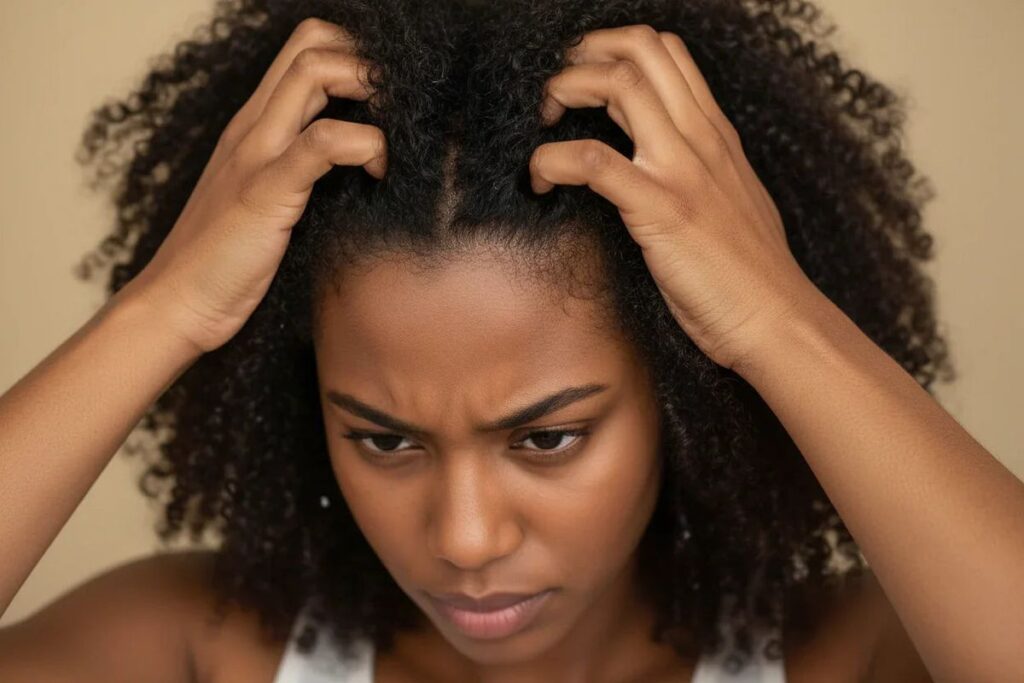 someone with itchy scalp as one of the scalp problems that slow hair growth