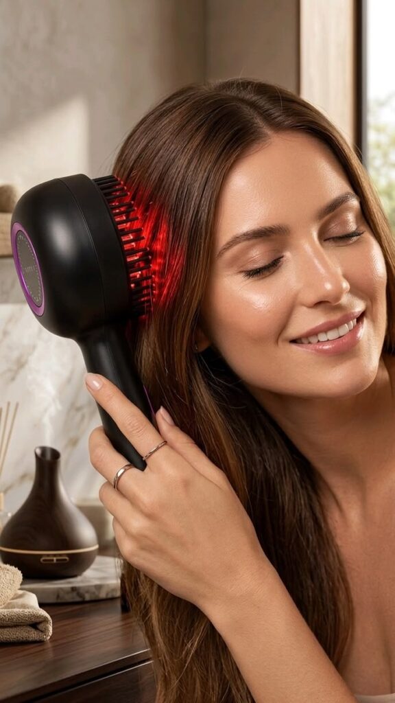 someone massaging her scalp