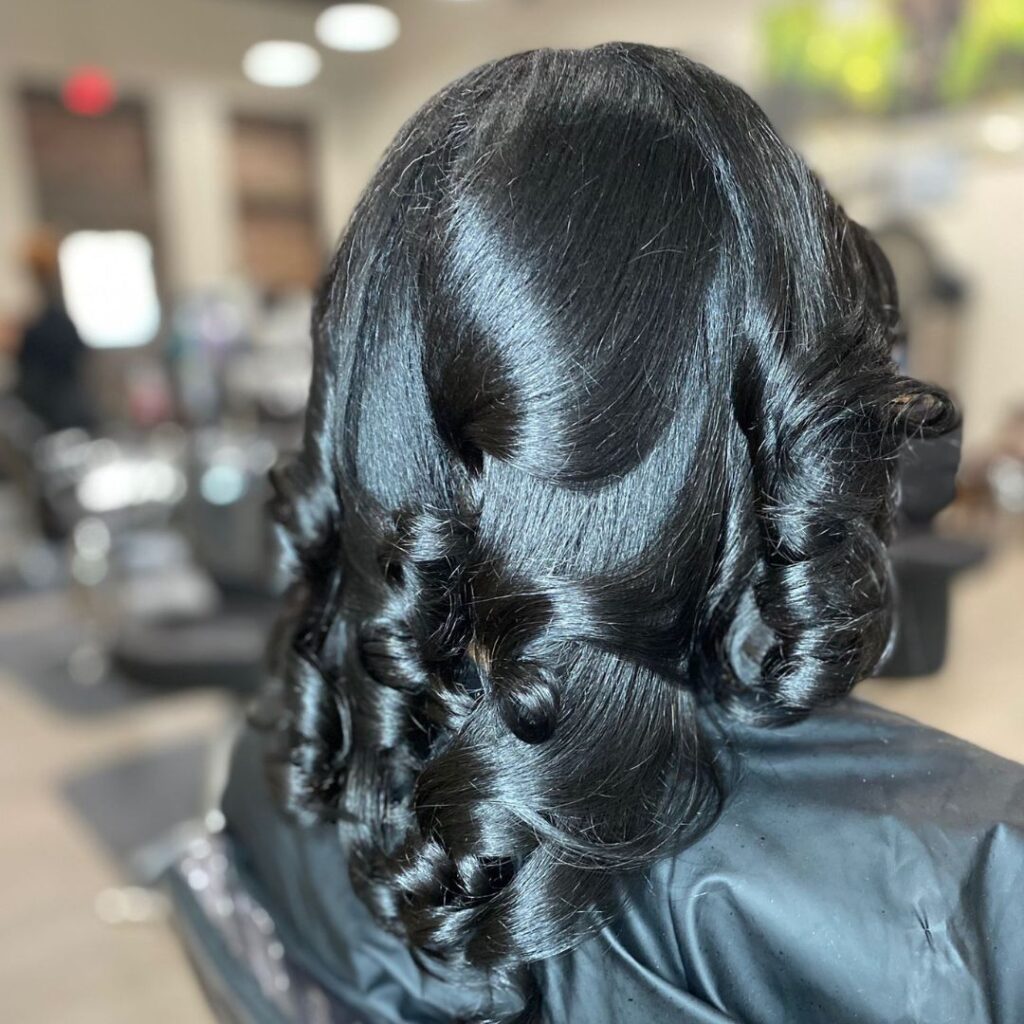 someone with a silk press hair