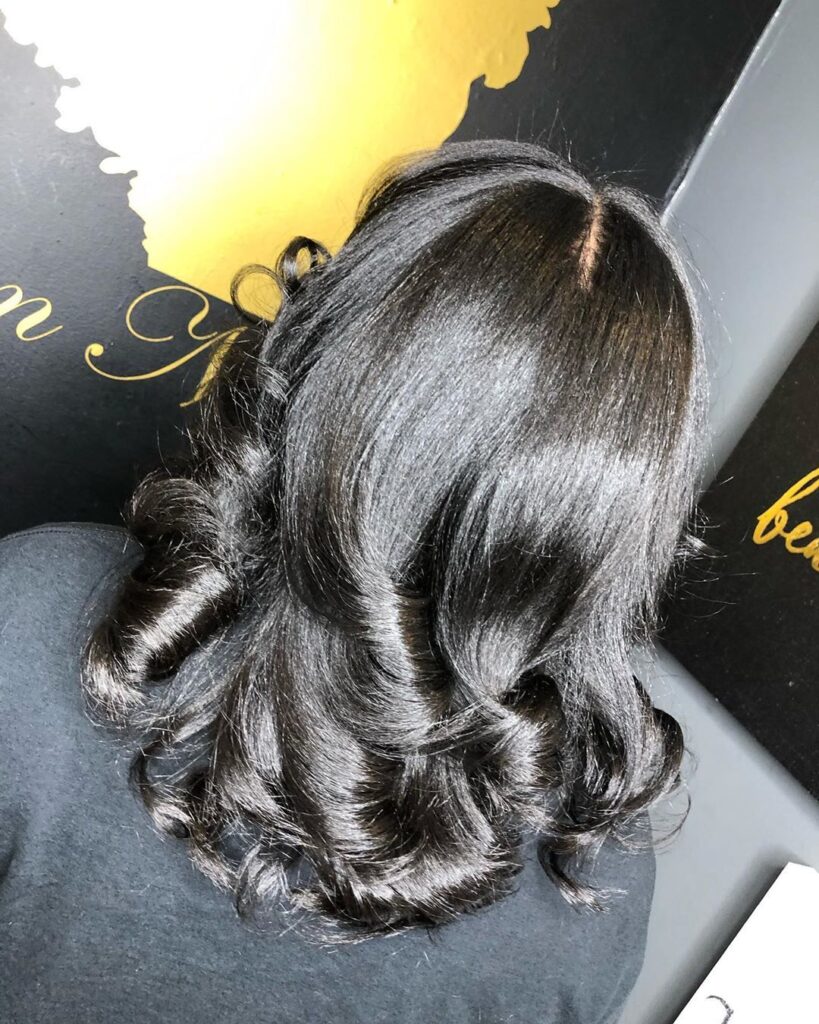 picture of a silk press on natural hair