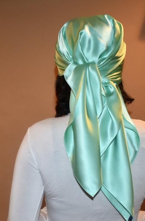 someone that tie scarf to keep her silk press fresh