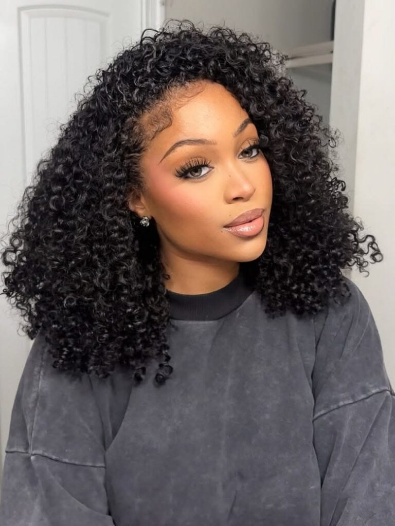 someone with curly wig
