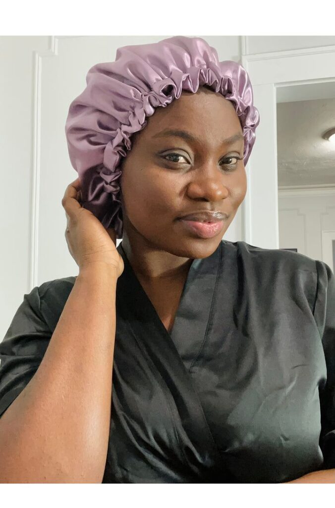 someone with hair bonnet