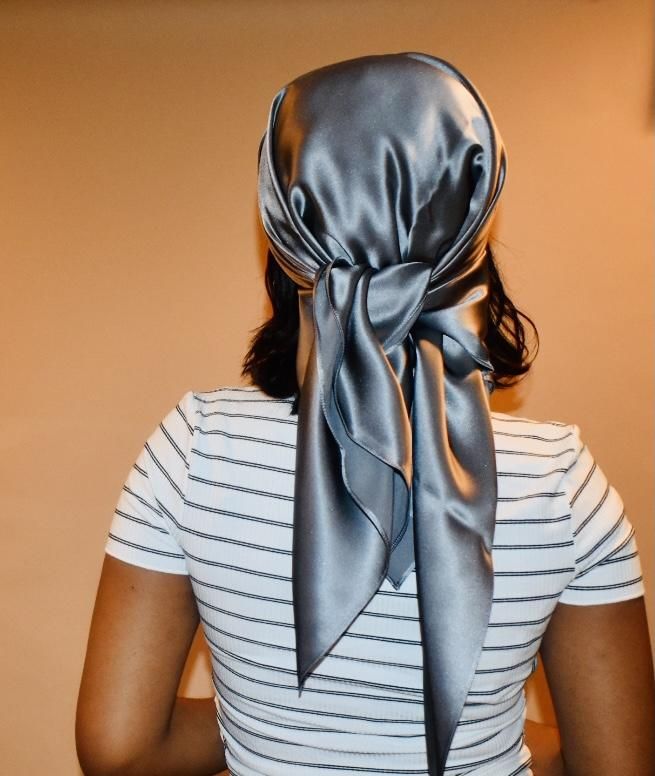 someone with silk scarf