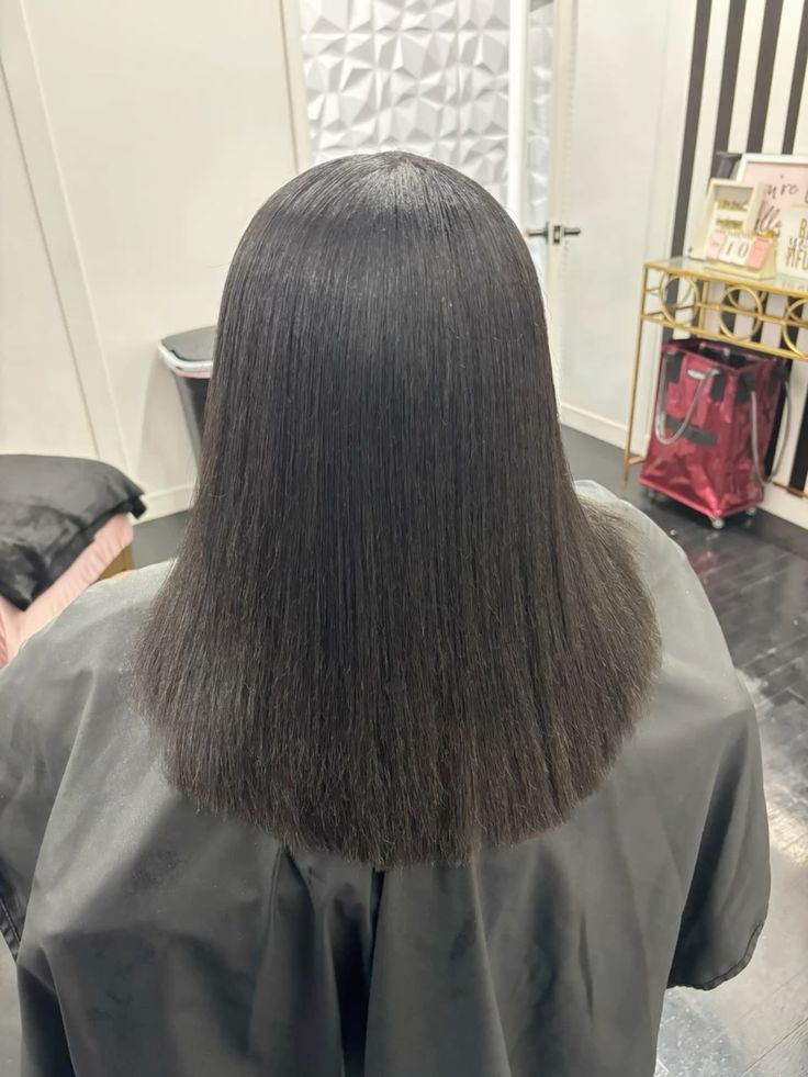 a straight silk press hair