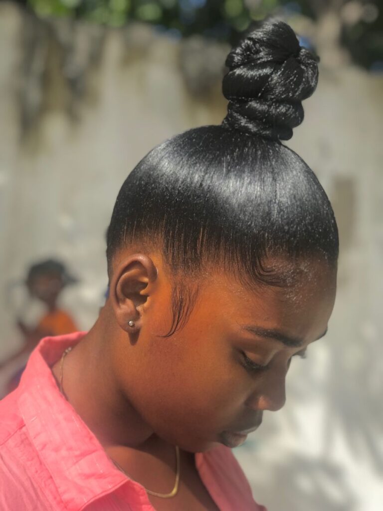 someone with high ponytail
