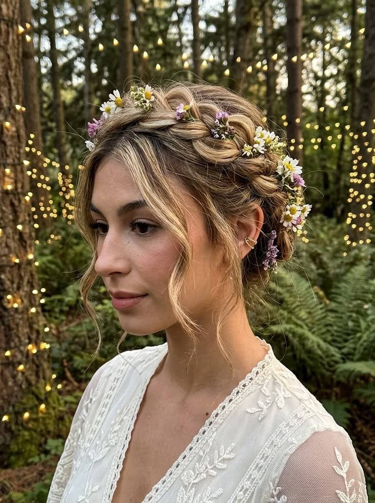 someone with braided bridal crown