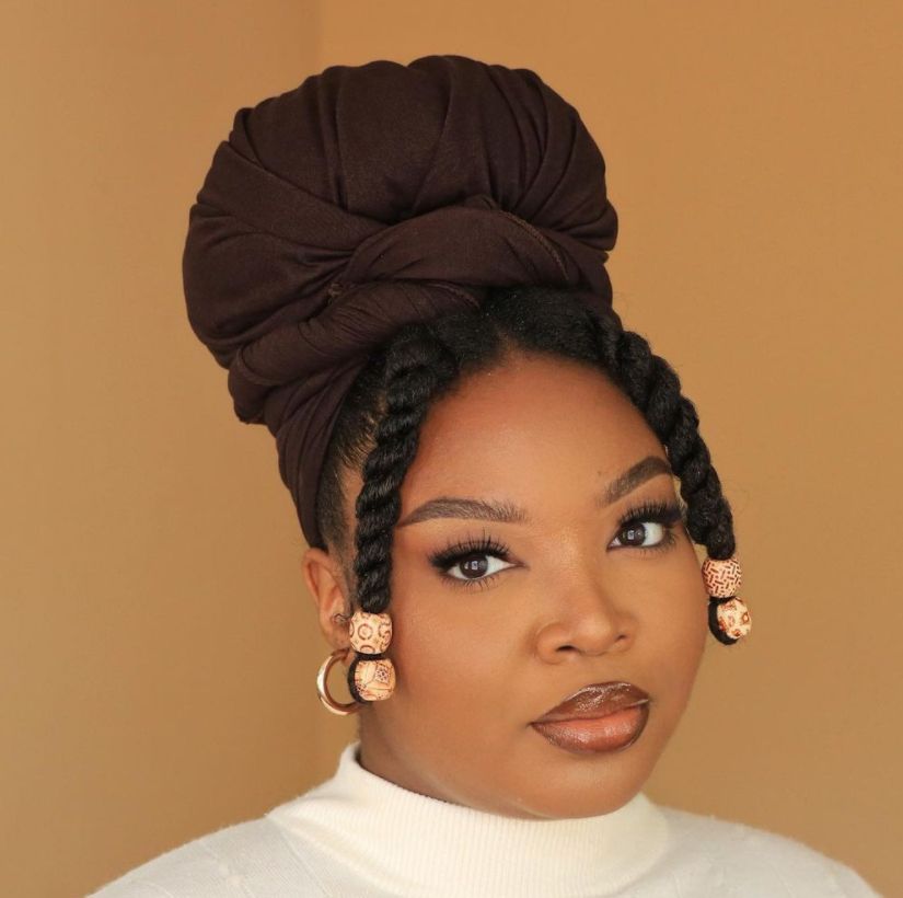 someone with classic turban wrap as cute hairwrap styles for bad hair days
