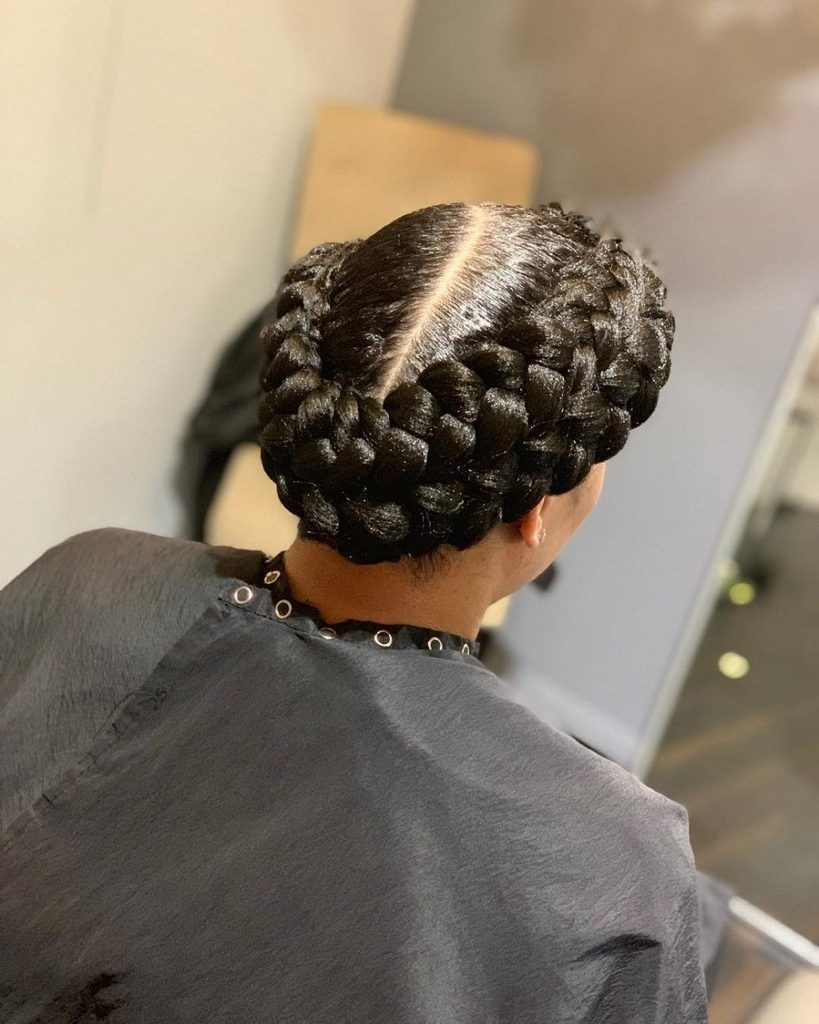 someone with halo braid afro hairstyles