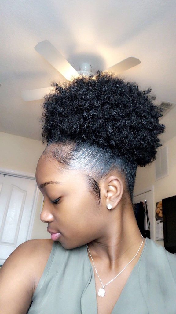 someone that applied gel to her hair