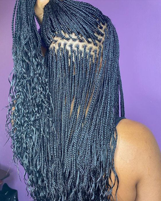 someone with micro braids afro hair