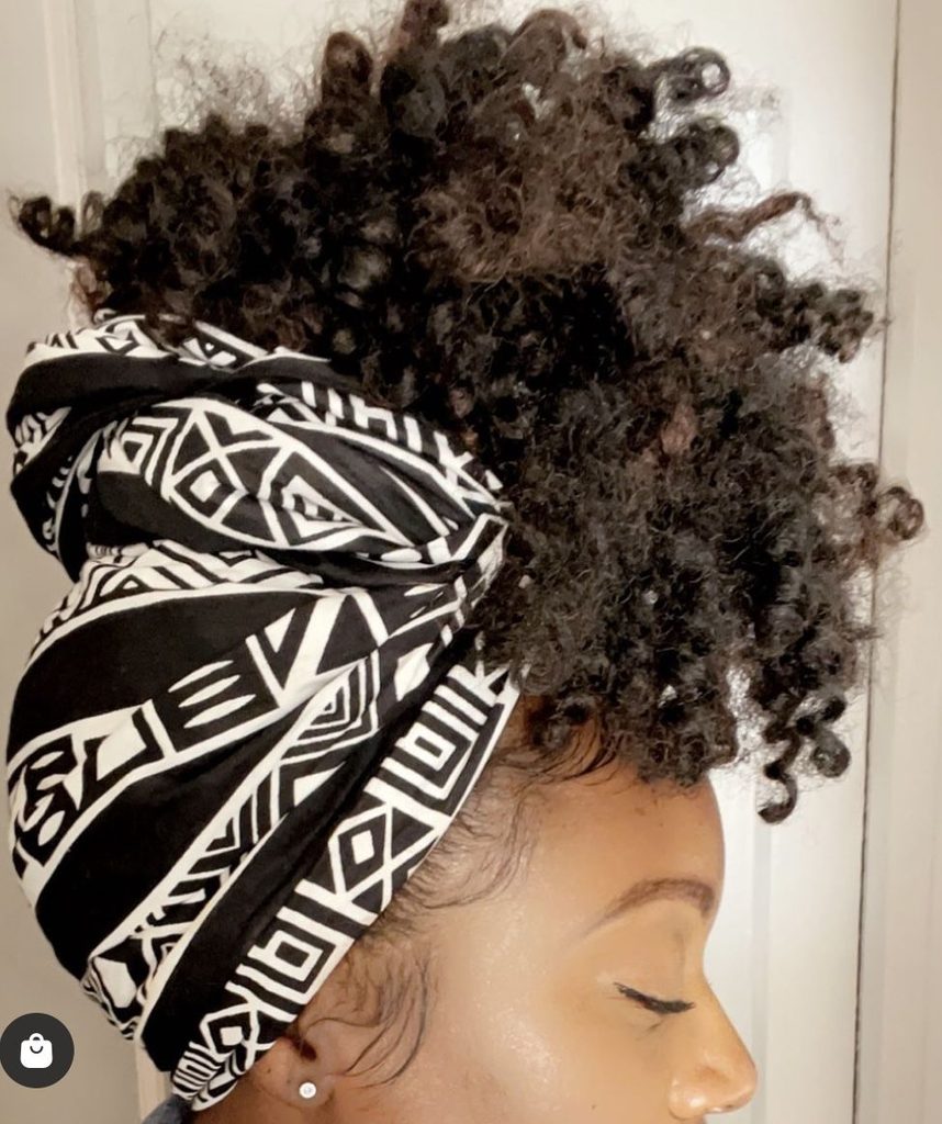 someone with pineapple wrap for sleep as one of the cute headwrap styles for bad hair days