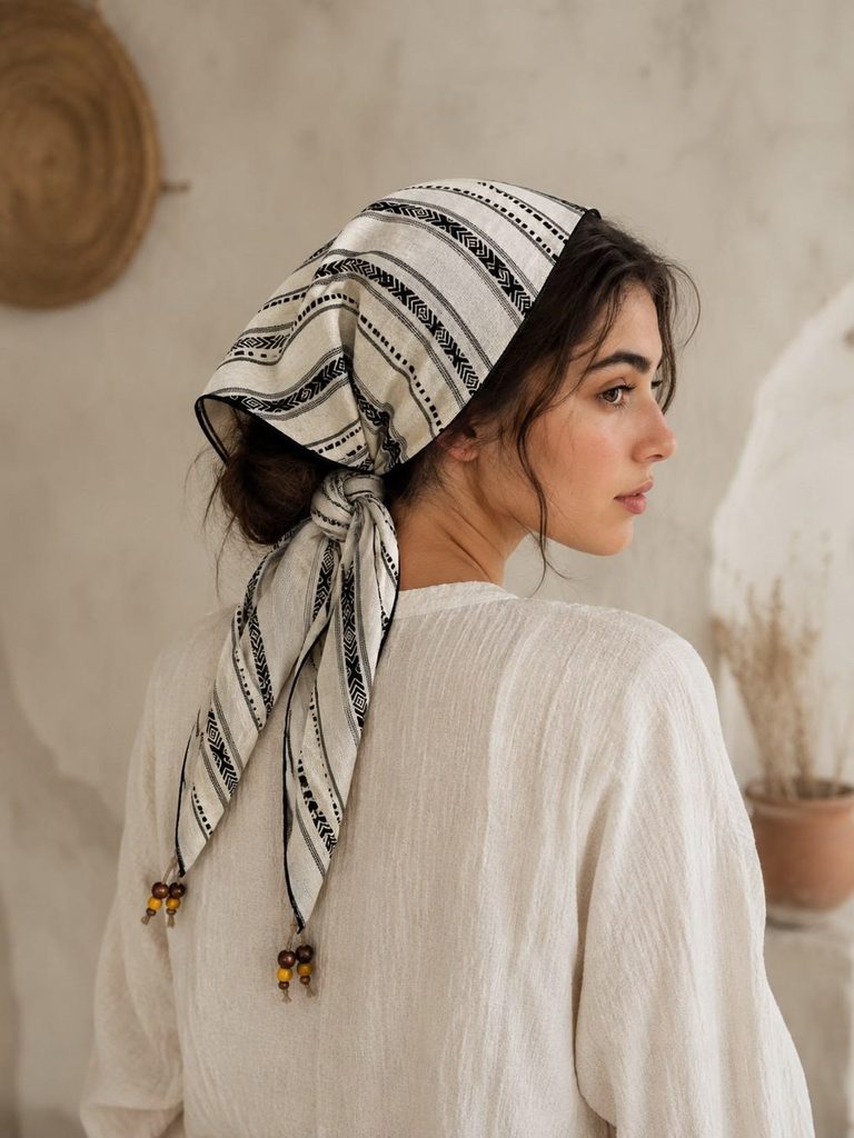 someone with relaxed boho wrap as one of the cute headwrap styles for bad hair days