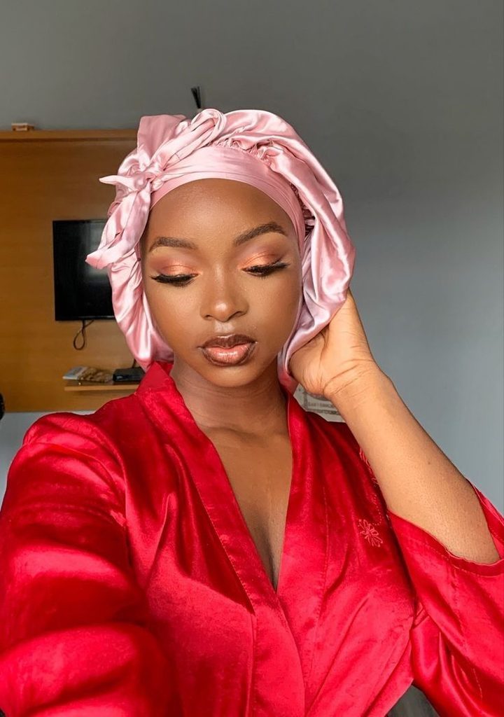 someone with satin bonnet