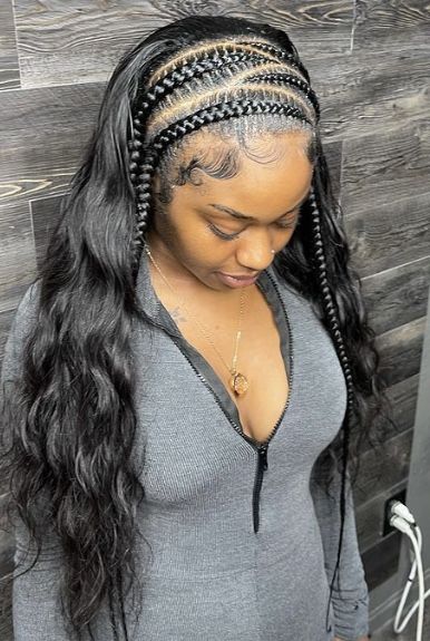 someone with sew in weave with braided base