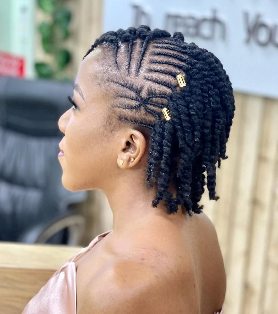 someone with twists with cuffs