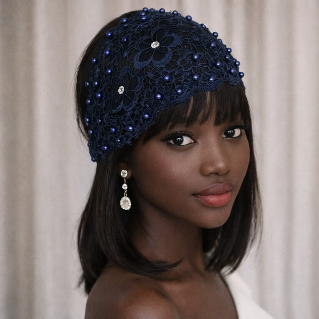 someone with wrap with beaded trim as one of the cute headwrap styles for bad hair days