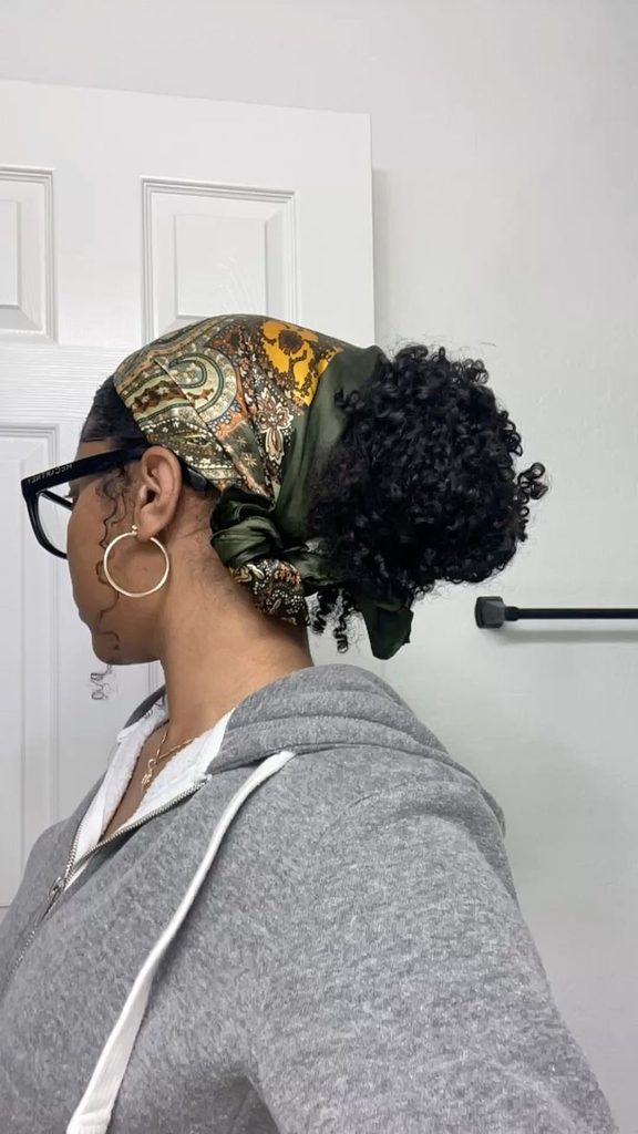 someone with wrap with knot in back as one of the cute headwrap styles for bad hair days