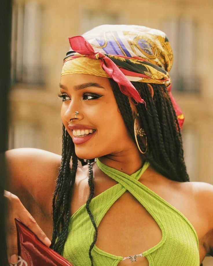someone with wrap with side bow as one of the cute headwrap styles for bad hair days