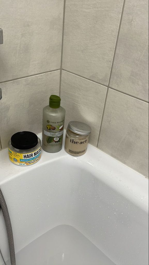 bath tube wash day setups for natural hair
