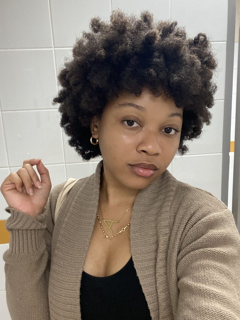 someone with dry natural hair