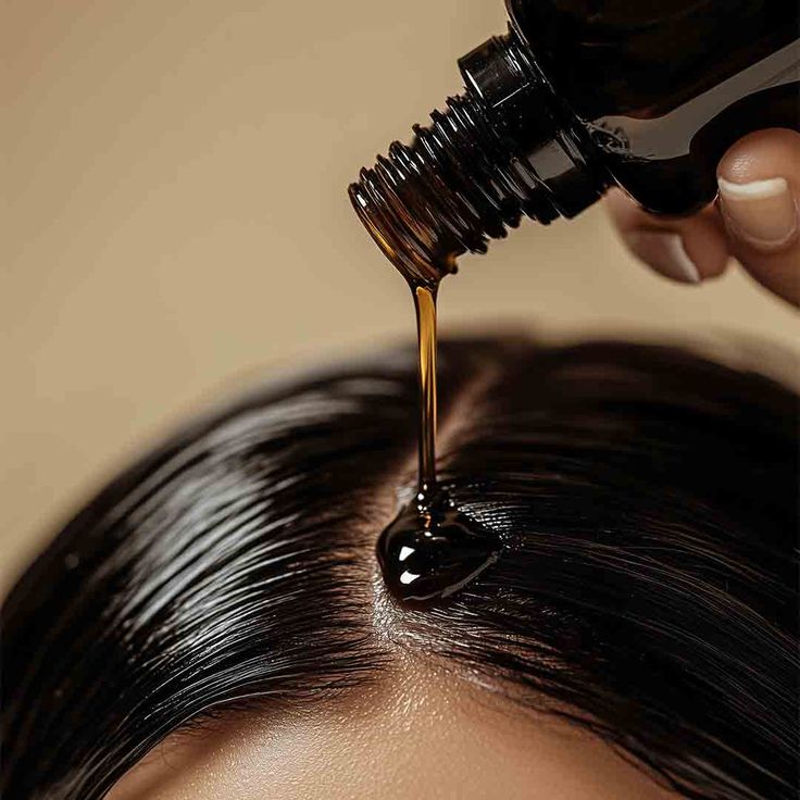 someone pouring oil on her hair