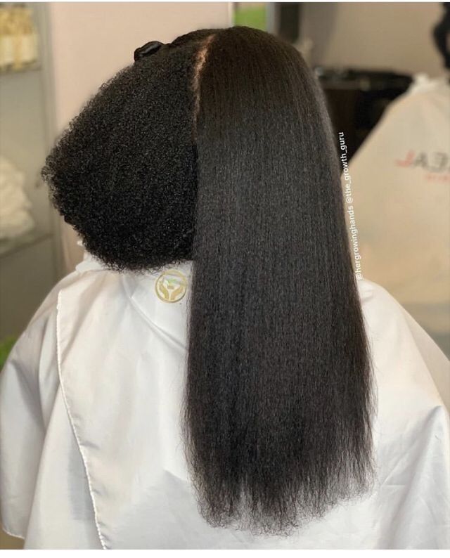 someone that is getting her hair stretched