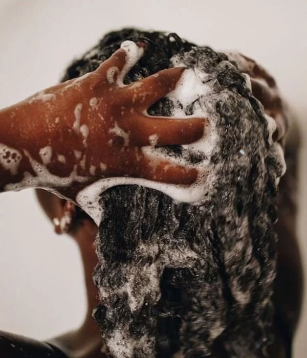 hair with shampoo