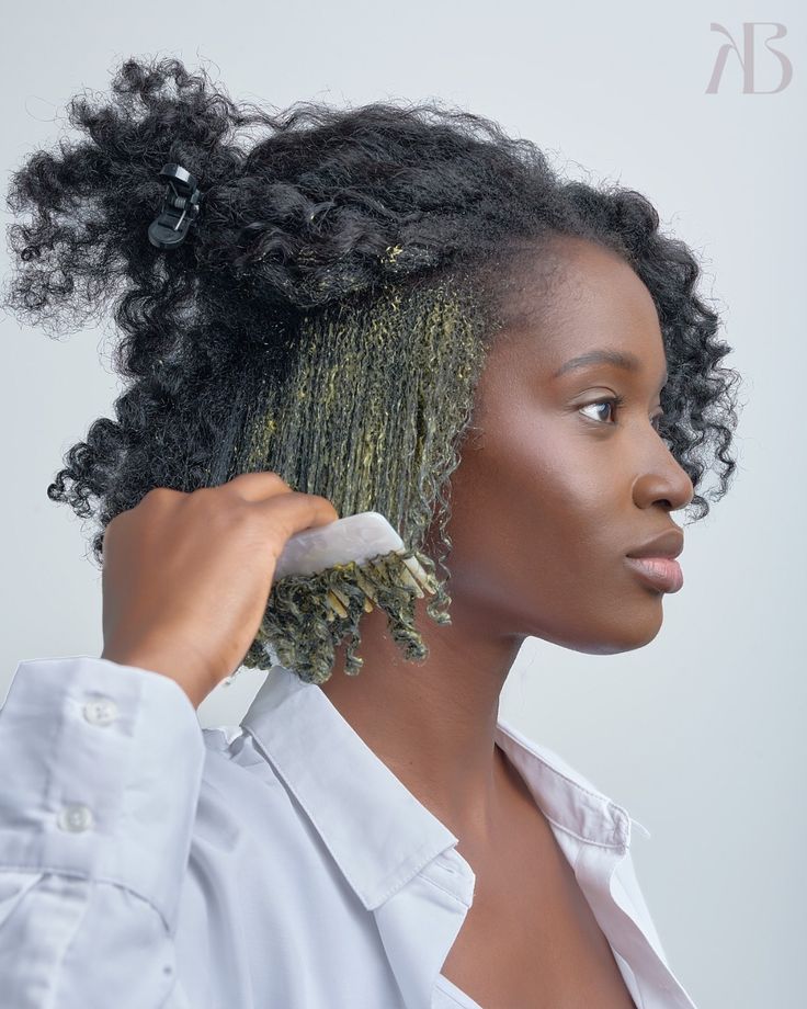someone applying hair mask