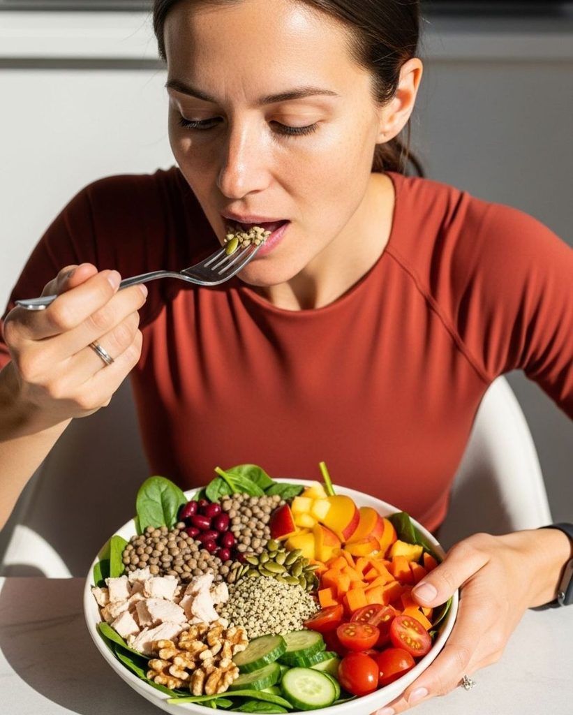 someone eating balance diet meal