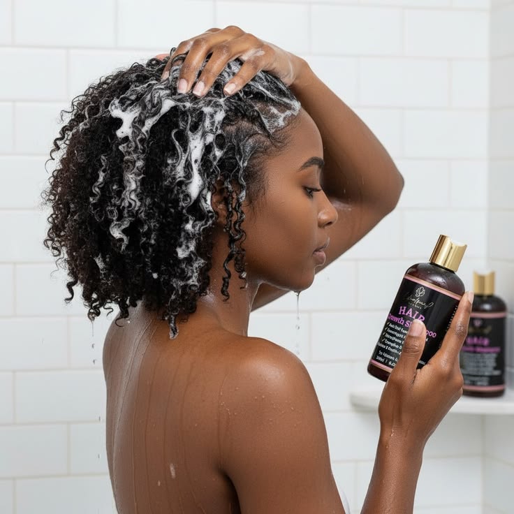 someone with with DIY deep conditioning treatment for afro hair